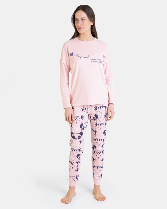 PIJAMA LARGO ROSA ANIMALES