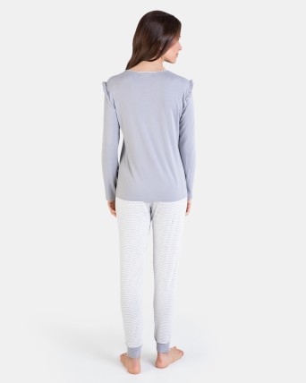 PIJAMA LARGO LOVE GRIS