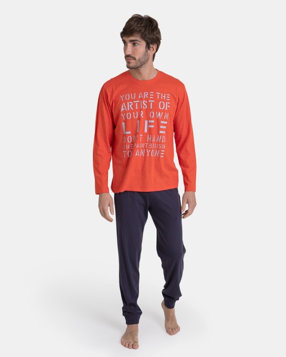 PIJAMA NARANJA ESTAMPADO FRASE