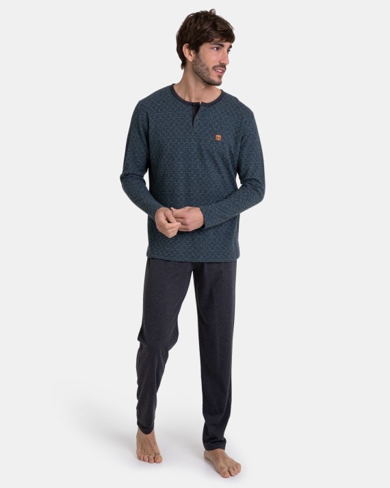PIJAMA LARGO JACQUARD VERDE