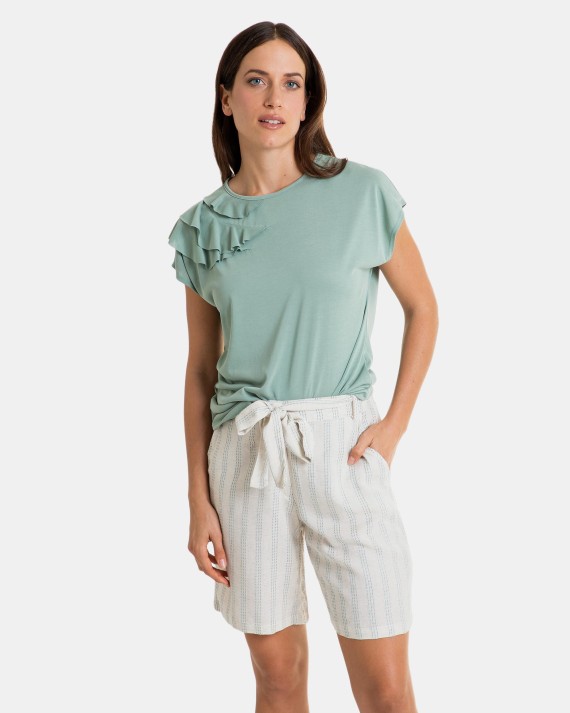 Pantalón bermuda ancha de mujer