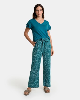 Pantalón ancho de mujer estampado floral