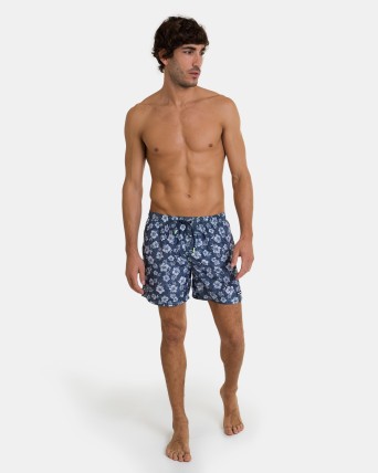 Bañador bermuda de hombre en color marino estampado