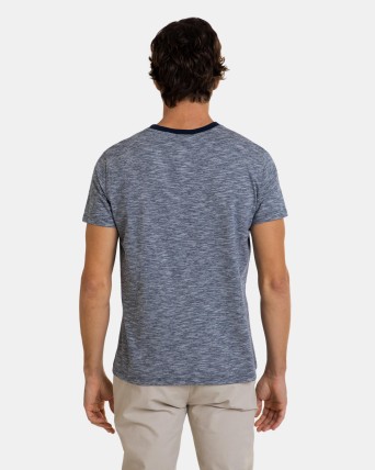 Camiseta de hombre de manga corta azul con estampado