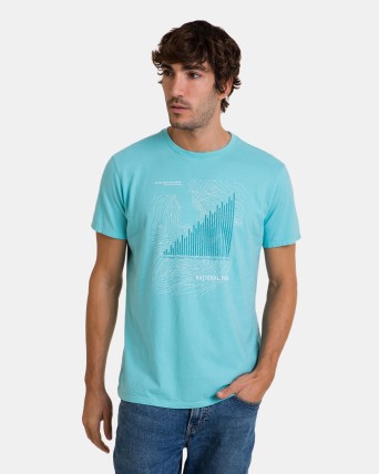 Camiseta de hombre de manga corta marino con estampado