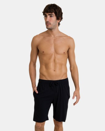 pantalón de Pijama corto de hombre en punto color negro
