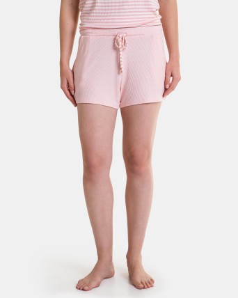 Pantalón de pijama de mujer corto en rosa
