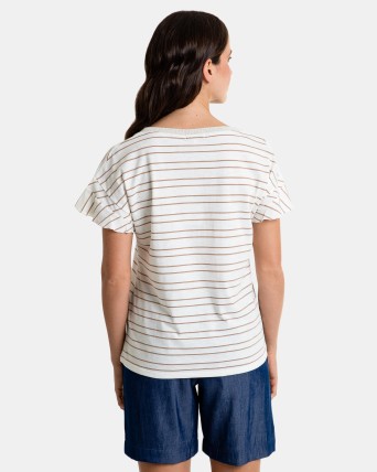 Camiseta de mujer de manga corta con volantes