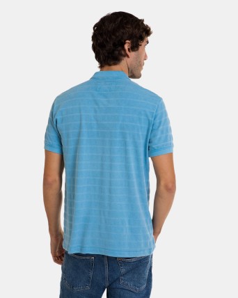Pol d'home de màniga curta de teixit llistat de color blau