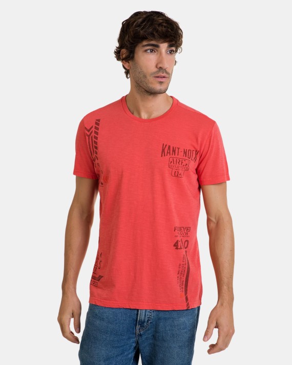 Camiseta de hombre de manga corta coral con estampado