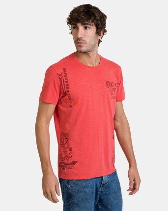 Camiseta de hombre de manga corta coral con estampado
