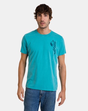 Camiseta de hombre de manga corta con efecto desgastado