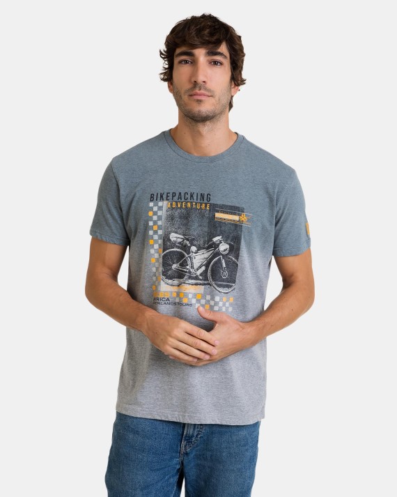 Camiseta de hombre de manga corta con degradado y estampado