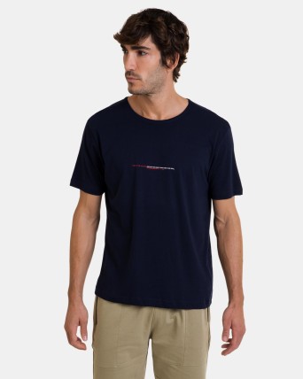 Camiseta azul de manga corta de hombre