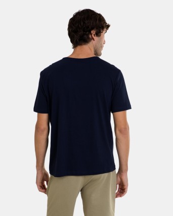 Camiseta azul de manga corta de hombre