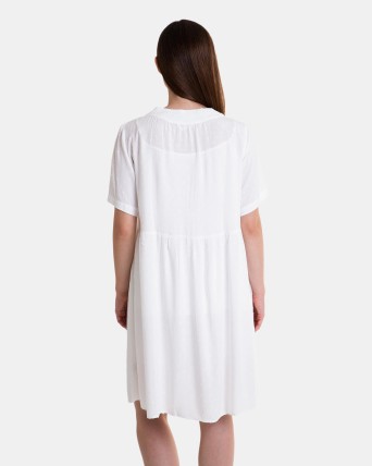 Bata de mujer de tela de viscosa en color blanco