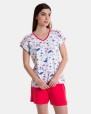 Pijama de dona curt de màniga curta estampat motius marins en fons blanc