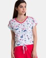 Pijama de dona curt de màniga curta estampat motius marins en fons blanc