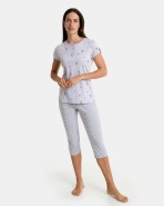 Pijama de mujer pirata de manga corta cuello tapeta botones