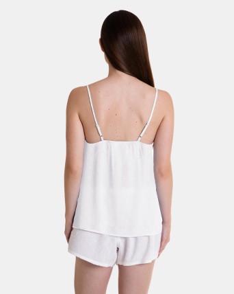 Pijama de mujer corto de tirantes en tejido tela de viscosa color blanco