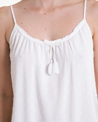 Pijama de mujer corto de tirantes en tejido tela de viscosa color blanco