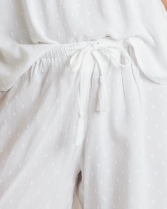 Pijama de dona curt de màniga curta en teixit tela de viscosa color blanc