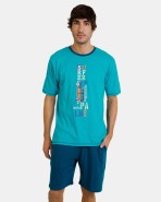 Pijama curt d'home de punt de color blau