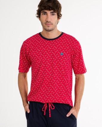 Pijama corto de hombre de punto en color rojo