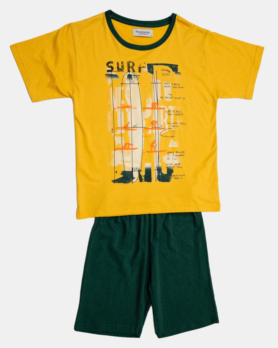 Pijama de niño corto en manga corta amarillo