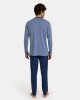 Pijama largo de hombre de punto en color azul