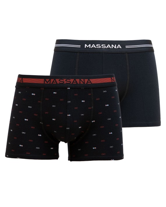 PACK 2 BOXER HOMBRE NEGRO ESTAMPADO Y LISO