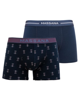 PACK 2 BOXER HOMBRE AZUL ESTAMPADO Y LISO