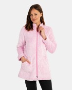 Women's short bicolor fleece robe