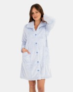 Women's short bicolor fleece robe