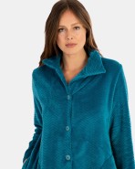 Women's long textured fleece robe