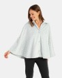 Women's poncho in fleece fabric with herringbone embossing