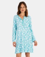 Printed long sleeve short nightgown