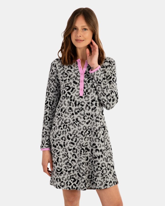 CAMISÓ CURT DE MÀNIGA LLARGA AMB ESTAMPAT ANIMAL PRINT