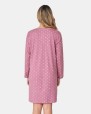 Short long-sleeved nightgown in micro-printed knit
