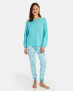 Women's long pyjamas in ribbed knit