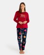 Women's long pajamas in printed fleece fabric