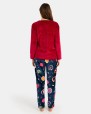 Women's long pajamas in printed fleece fabric