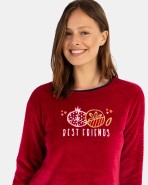 Women's long pajamas in printed fleece fabric