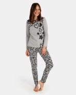 Women's long pajamas in milanese knit jacquard fabric