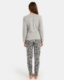 Women's long pajamas in milanese knit jacquard fabric