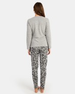 Women's long pajamas in milanese knit jacquard fabric