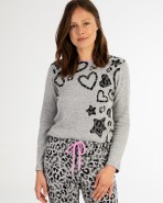 Women's long pajamas in milanese knit jacquard fabric