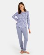 Women's long pajamas in tweed fabric and printed interlock