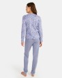 Women's long pajamas in tweed fabric and printed interlock