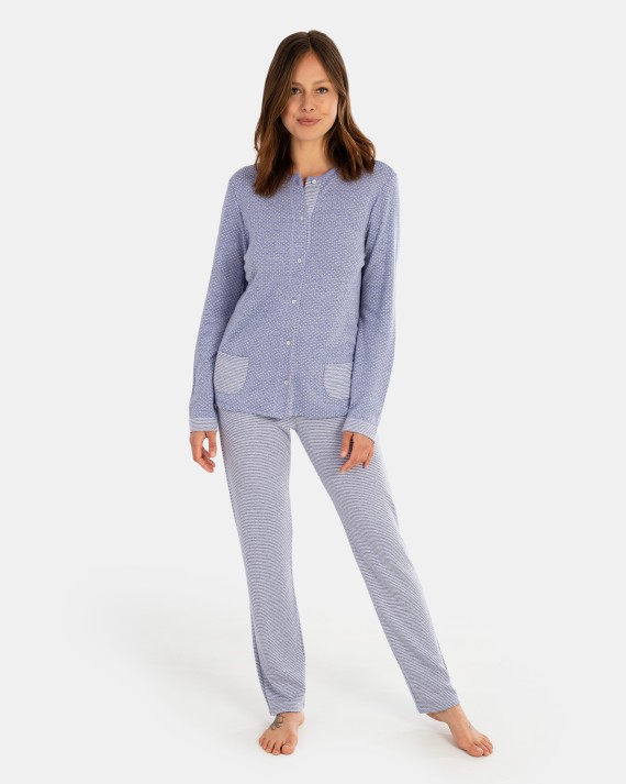 Women's long pajamas in double-sided fabric